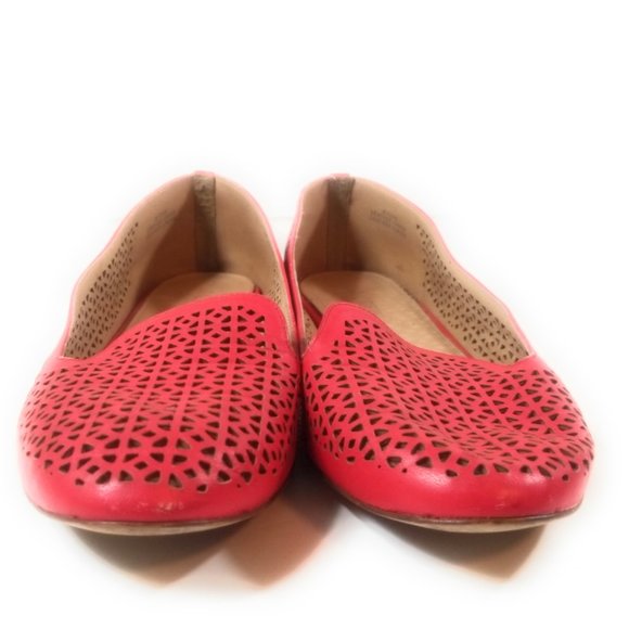 J.Crew Italy A1238 Cleo Women Belvedere Red Loafers Leather Perforated Flats 7 - Picture 5 of 10